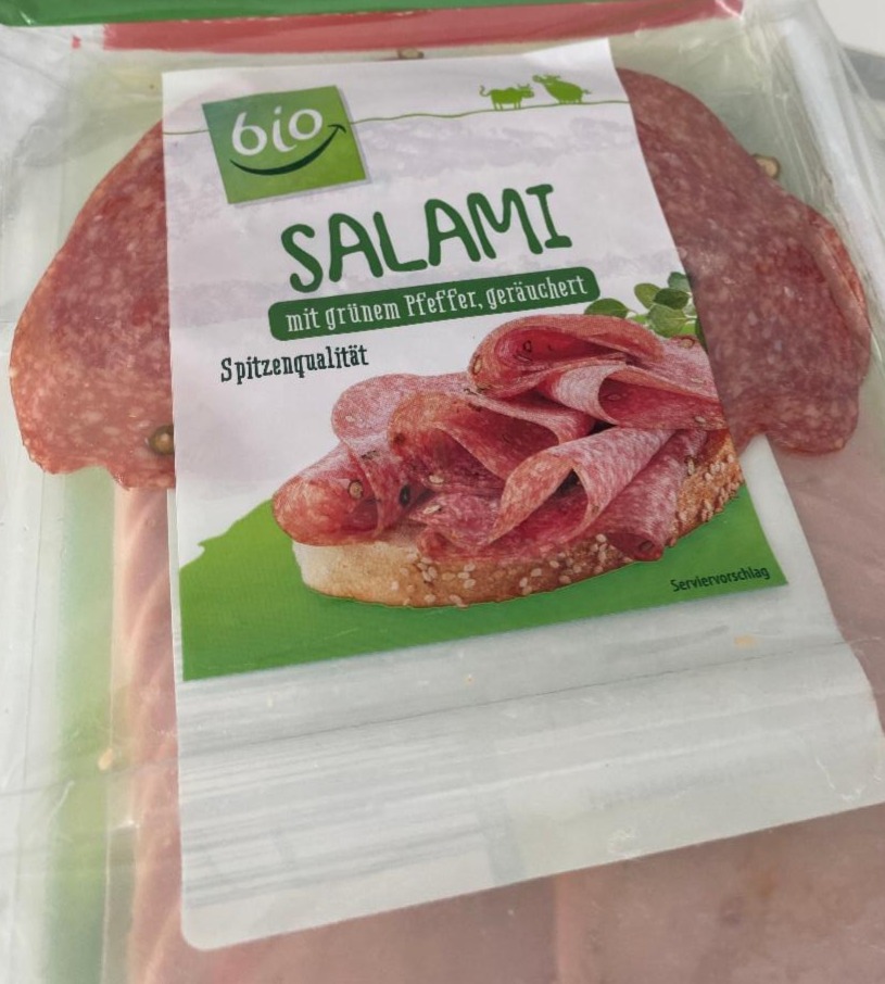 Fotografie - Bio Salami mit grünem Pfeffer Aldi