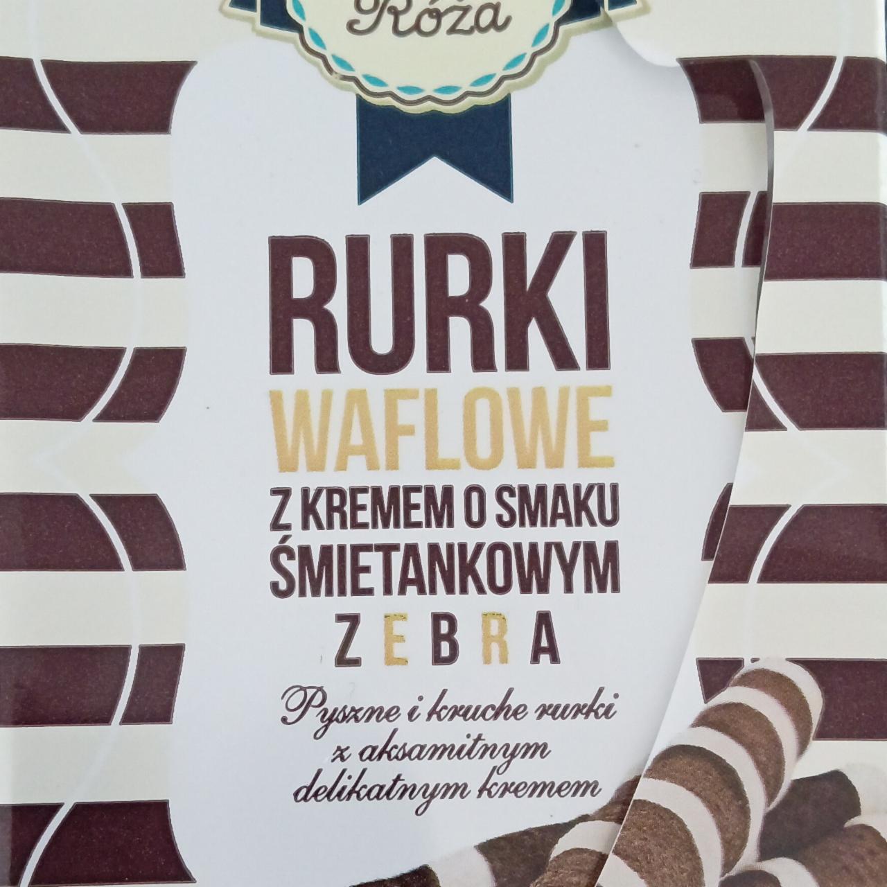 Fotografie - Rurki waflowe z kremem o smaku śmietankowym zebra Cukiernia Róża