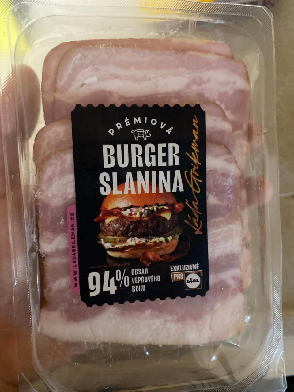 Fotografie - Prémiová burger slanina 94% Lidl