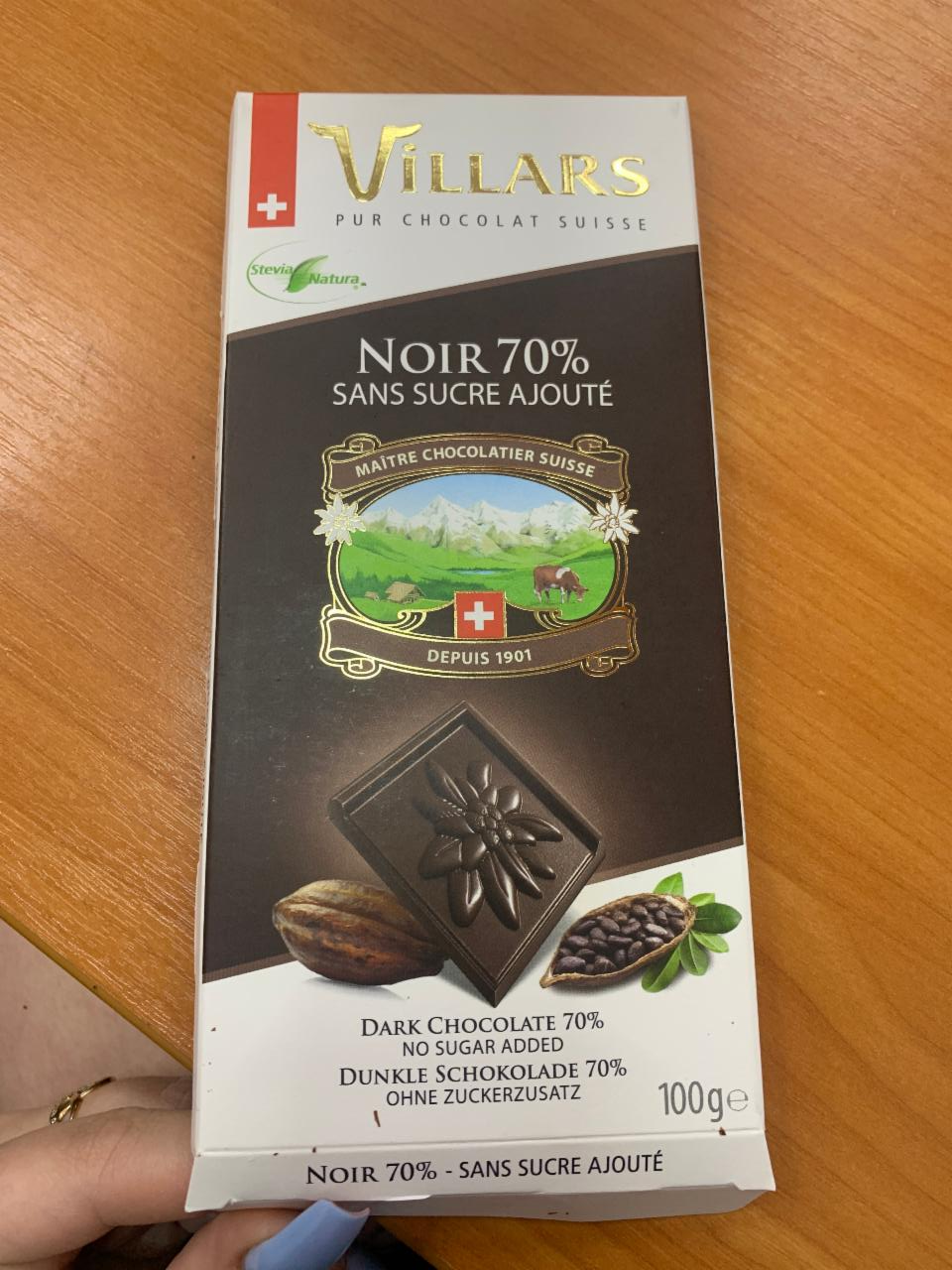 Fotografie - Villars dark 70% chocholate no added sugar