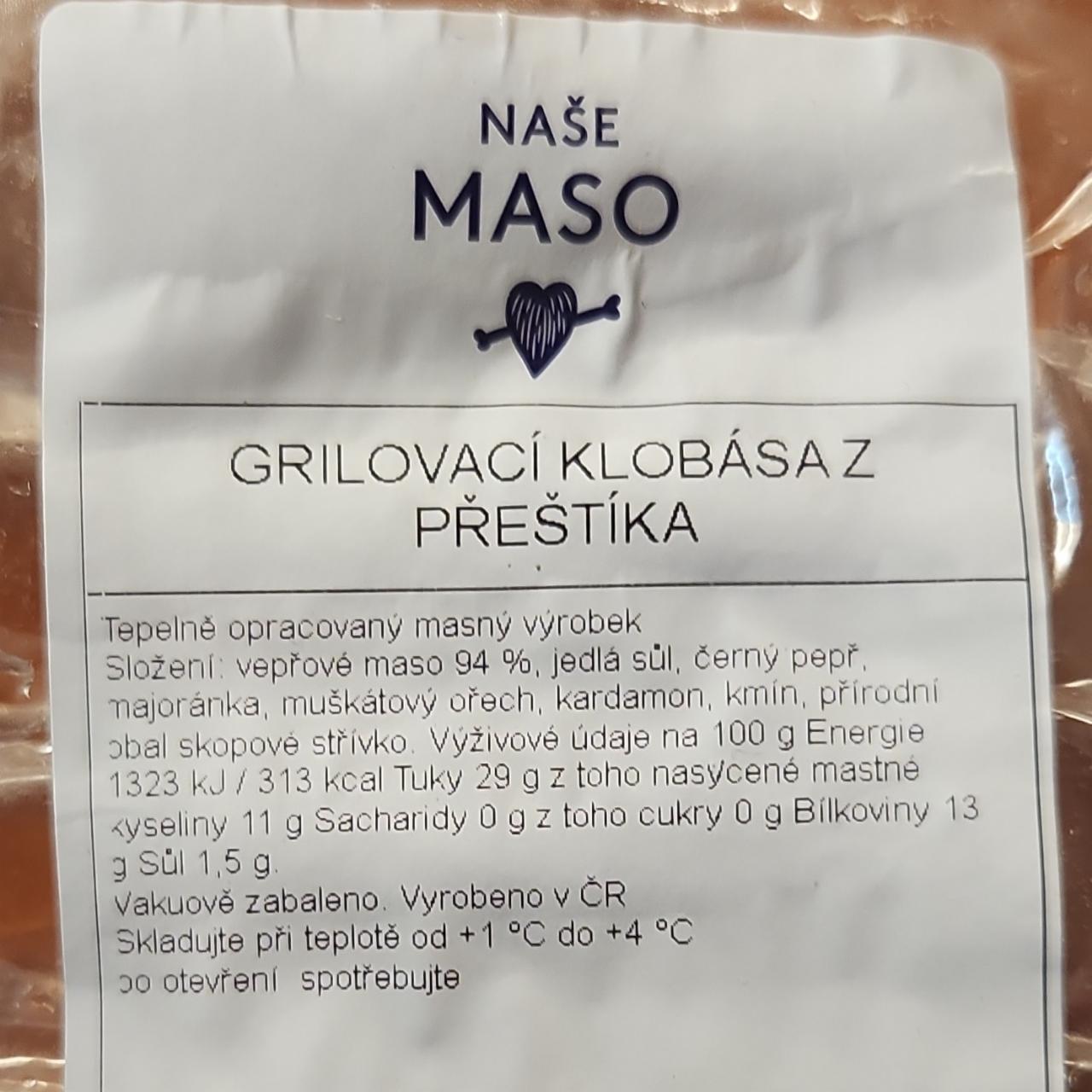 Fotografie - Grilovací klobása z přeštíka Naše maso