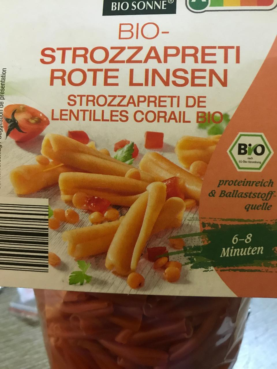 Fotografie - Bio Strozzapreti Rote Linsen Bio Sonne