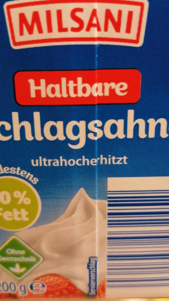 Fotografie - Schlagsahne Haltbare 30% Fett Milsani