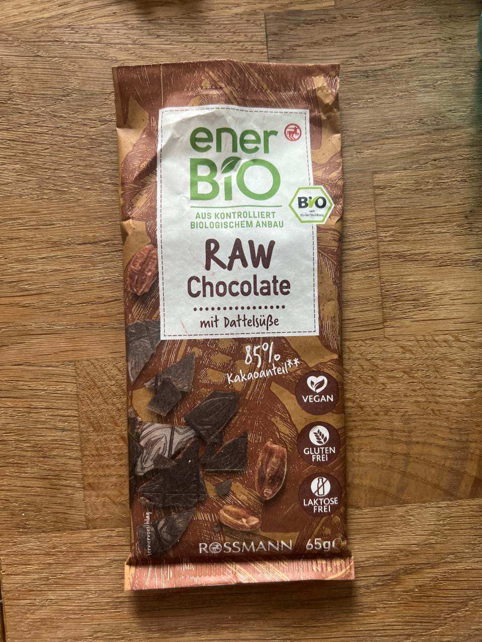 Fotografie - Raw chocolate mit dattelsüße 85% kakaoanteil EnerBio