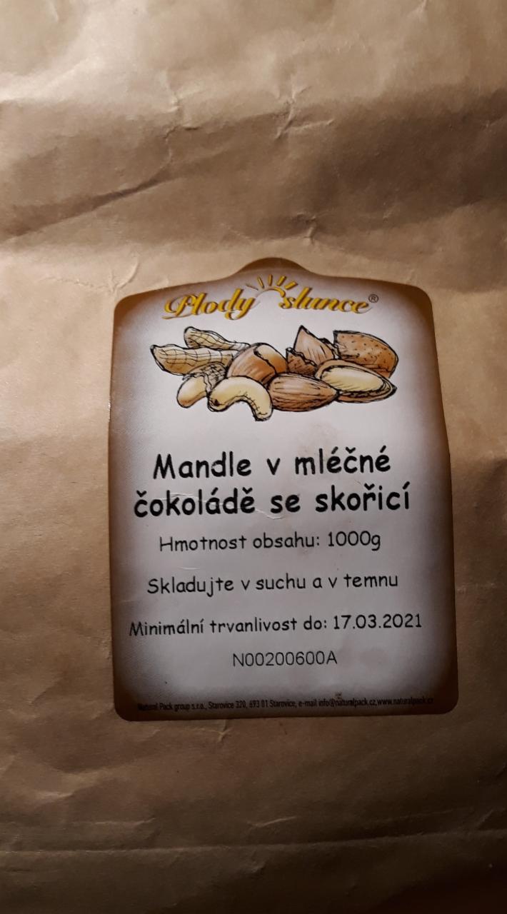 Fotografie - Mandle v mléčné čokoládě se skořicí Plody slunce