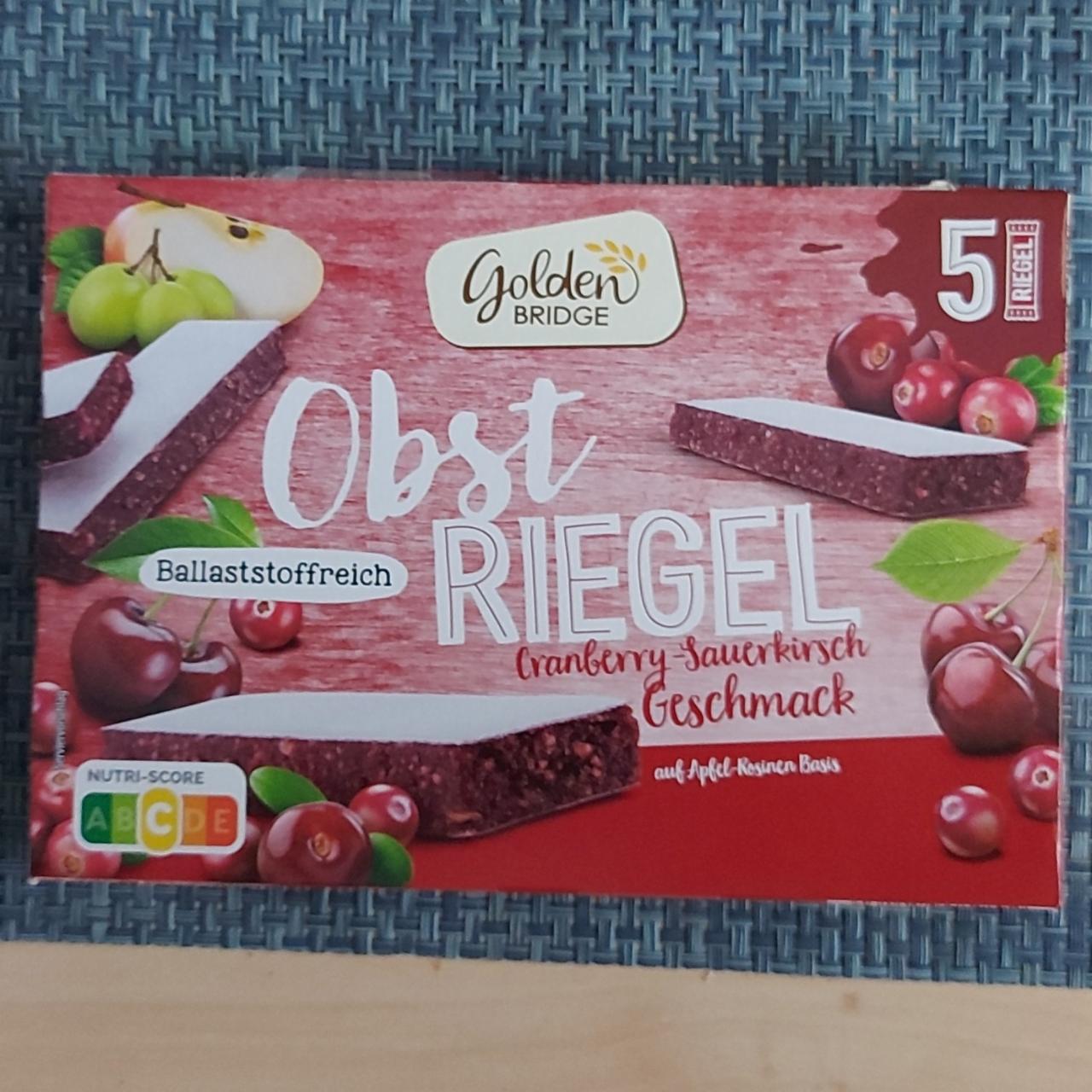 Fotografie - Obst Riegel Cranberry-Sauerkirch geschmack Golden Bridge