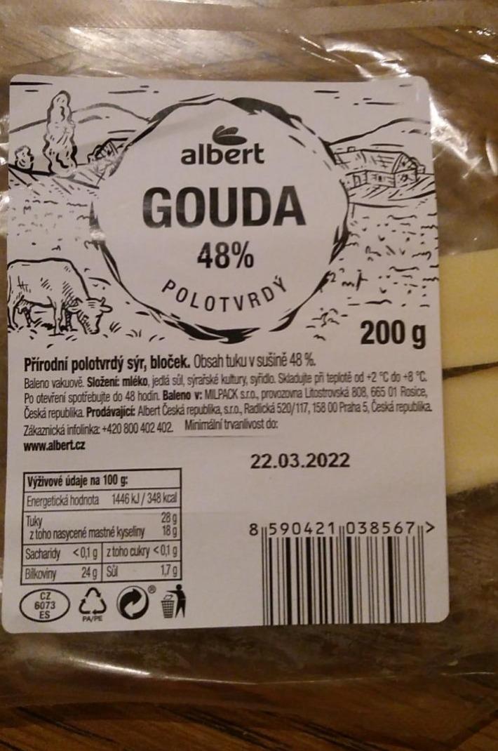 Fotografie - Gouda 48% polotvrdý bloček Albert