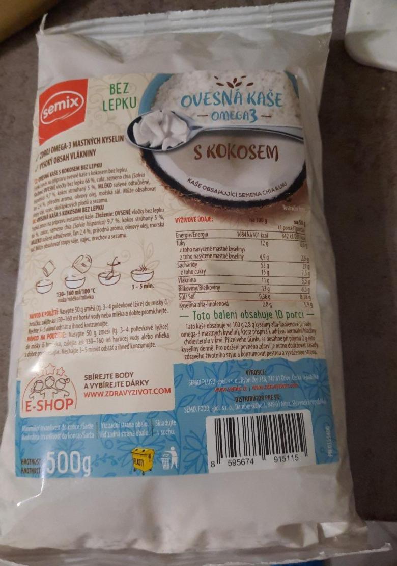 Fotografie - Ovesná kaše Omega 3 s kokosem Semix