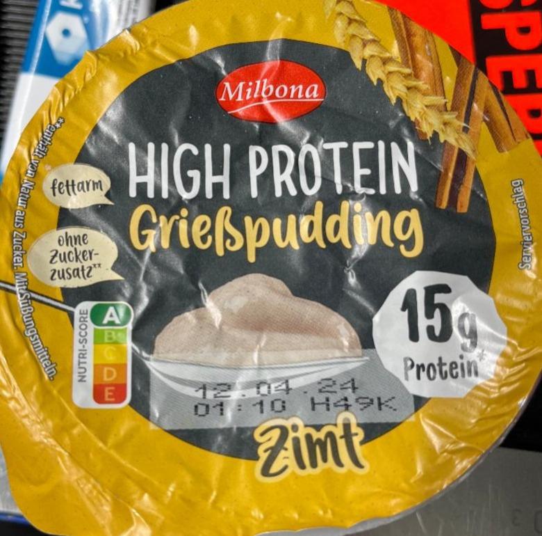 Fotografie - High protein Grießpudding zimt Milbona