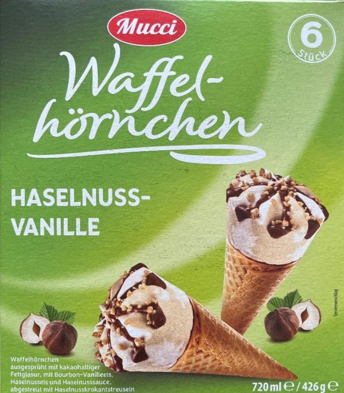 Fotografie - Waffeln-hörnchen haselnuss-vanille Mucci