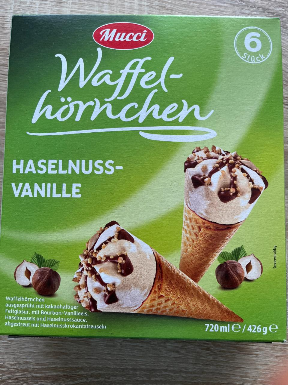 Fotografie - Waffeln-hörnchen haselnuss-vanille Mucci