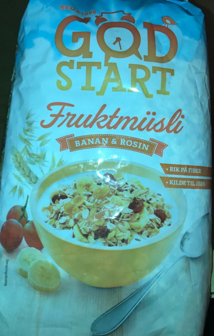 Fotografie - Fruktmüsli banan rosin God Start