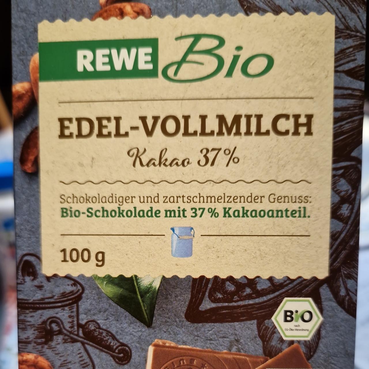 Fotografie - Edel-Vollmilch Kakao 37% REWE Bio