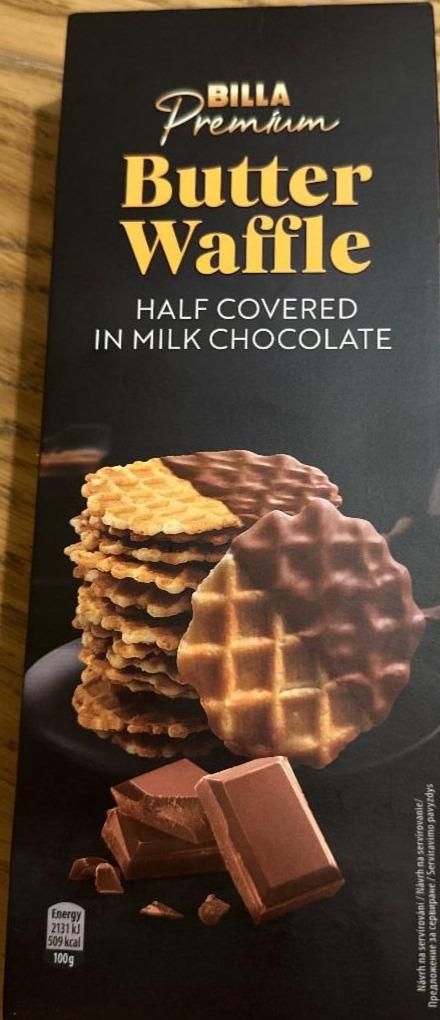 Fotografie - Butter waffle half coverated in milk chocolate Billa Premium