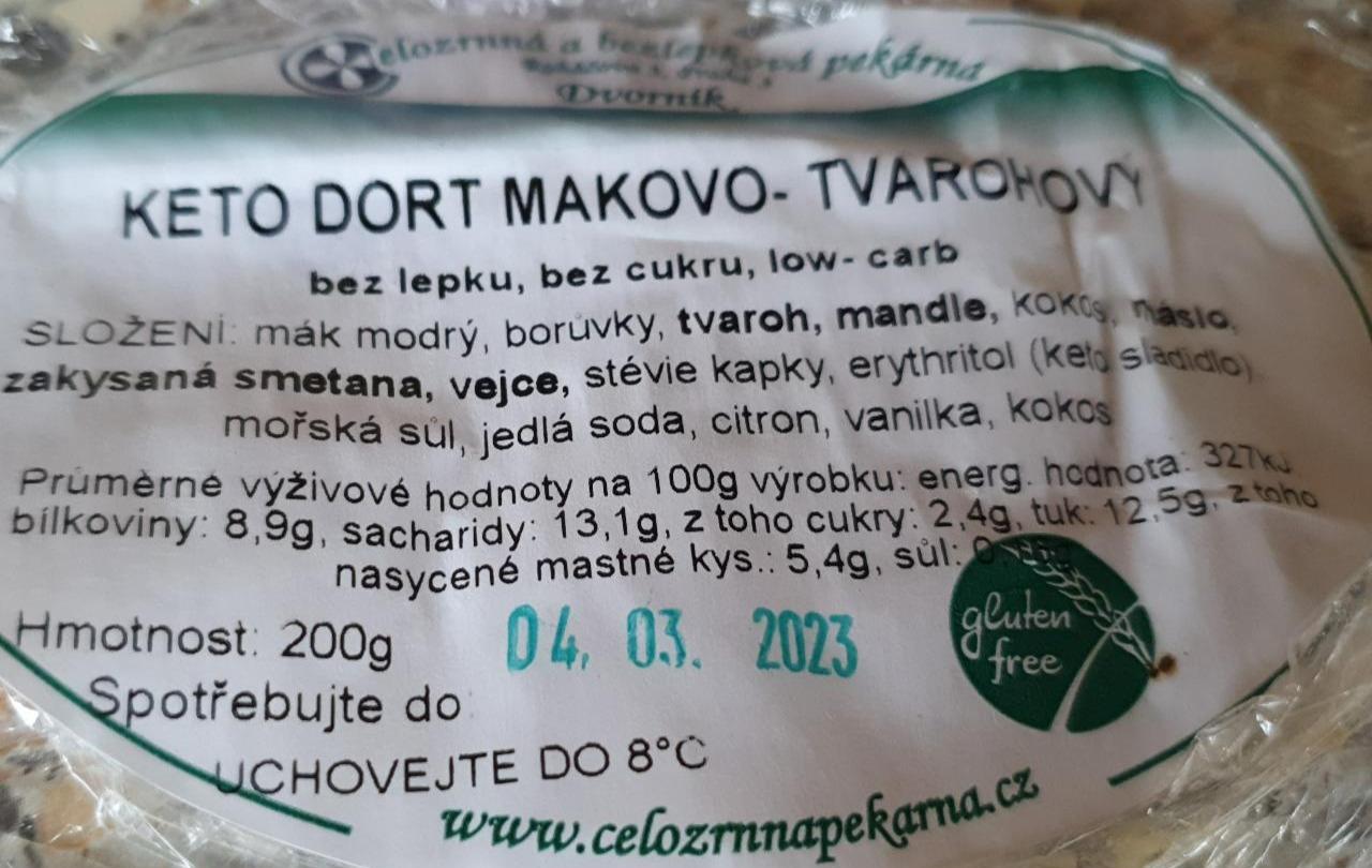 Fotografie - Keto dort makovo-tvarohový Celozrnná pekárna-Dvorník