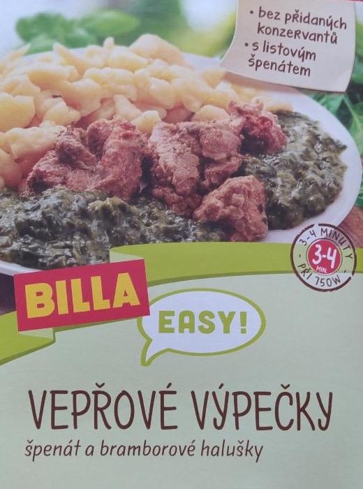 Fotografie - Vepřové výpečky, špenát a bamborové halušky Billa Easy