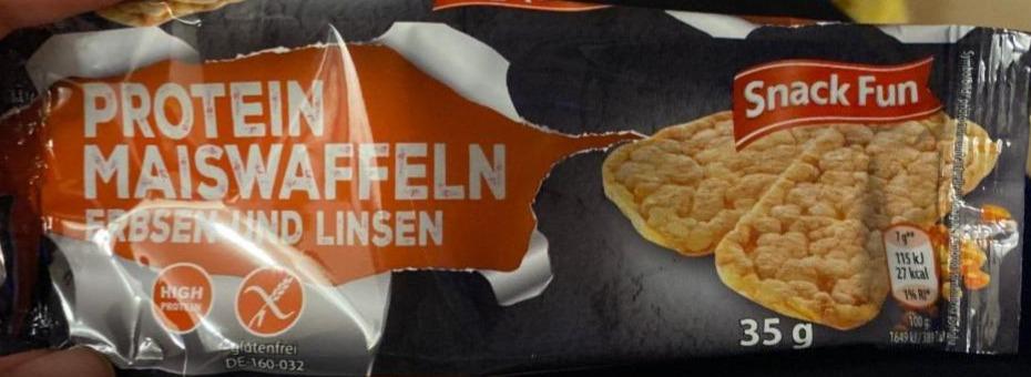 Fotografie - Protein maiswaffeln Erbsen und Linsen Snack Fun