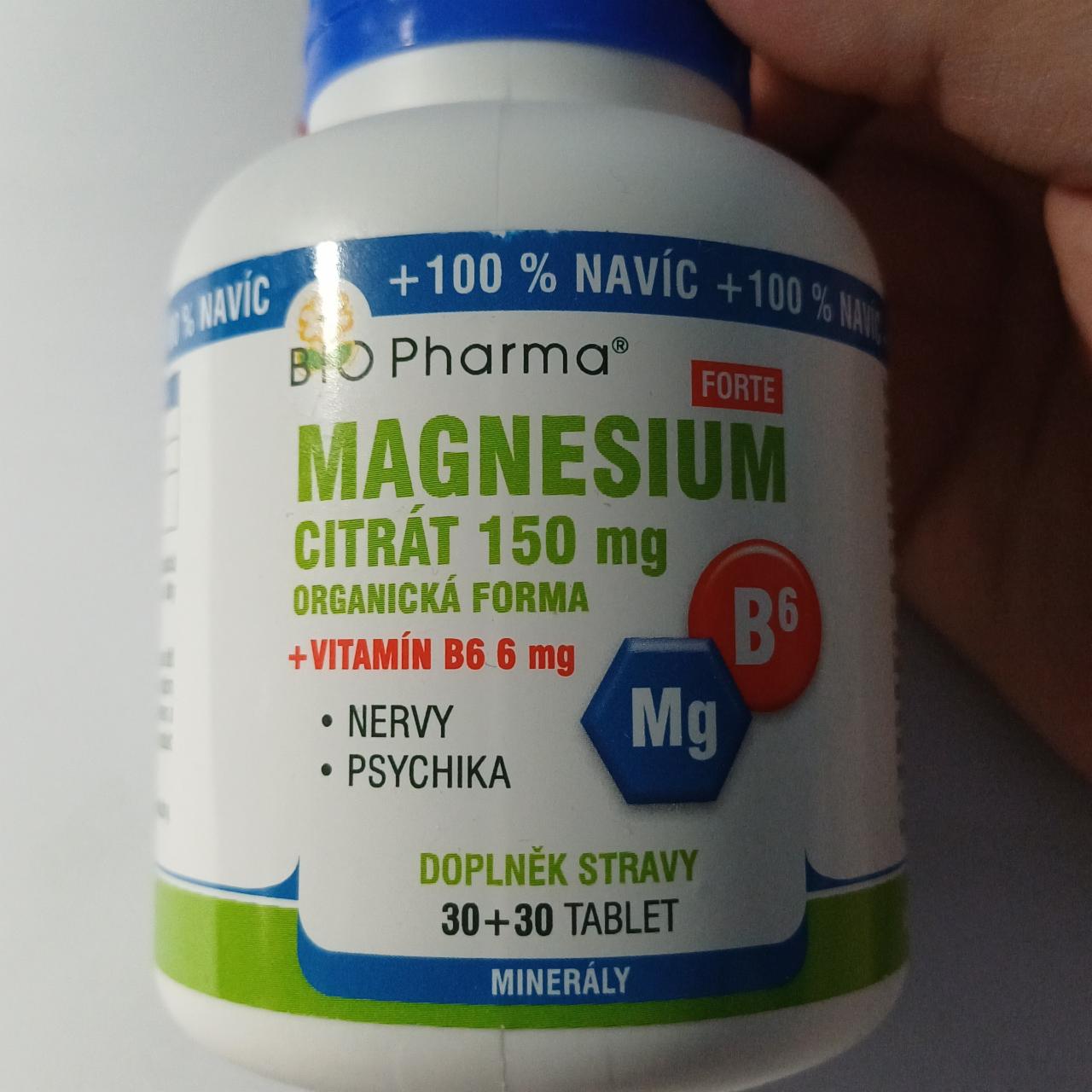 Fotografie - Magnesium forte citrát 150mg + B6 6mg Bio Pharma