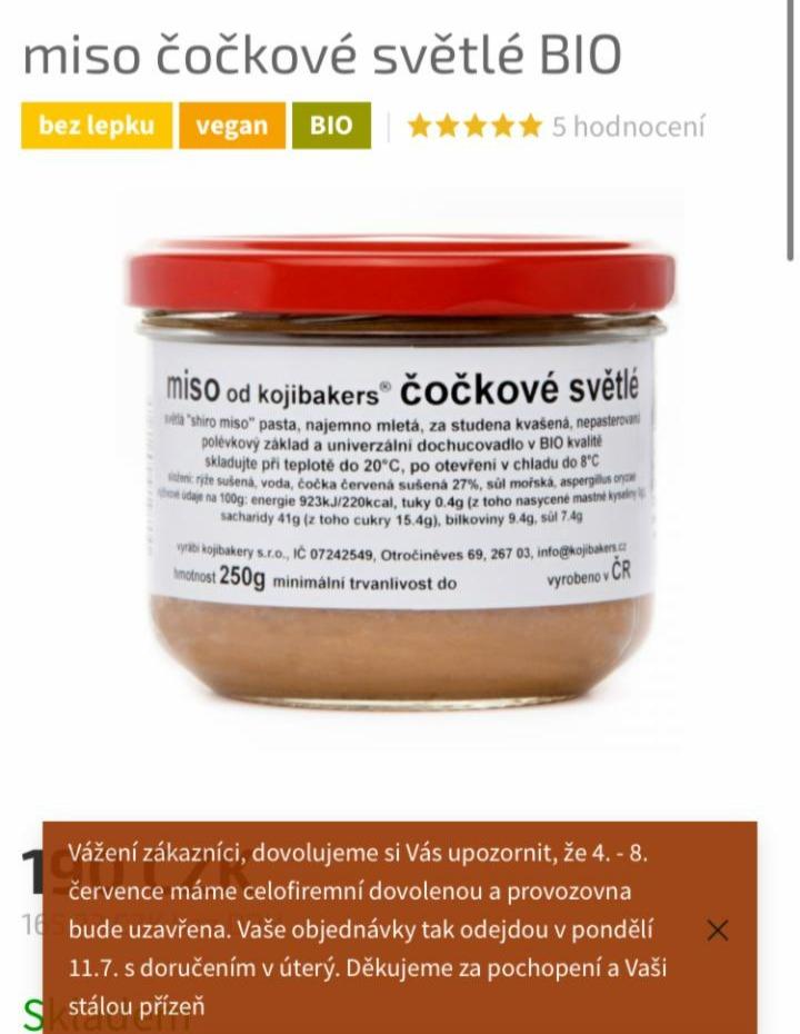 Fotografie - čočkově miso světlé Kojibakers