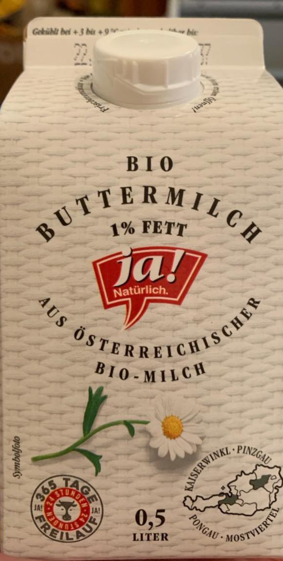 Fotografie - Bio Buttermilch 1% fett Ja!