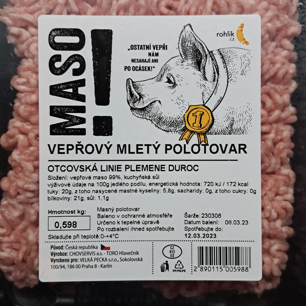 Fotografie - Vepřový mletý polotovar Maso!