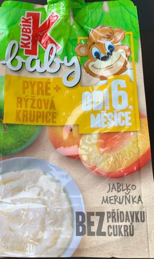 Fotografie - pyré + rýžová krupice jablko meruňka Kubík baby