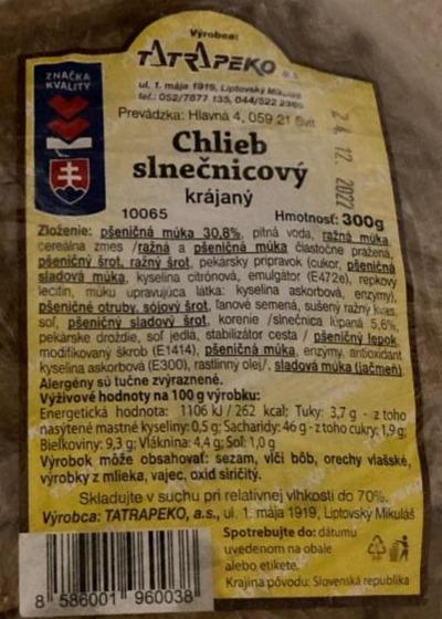 Fotografie - Chlieb Slnečnicový Krájaný Tatrapeko