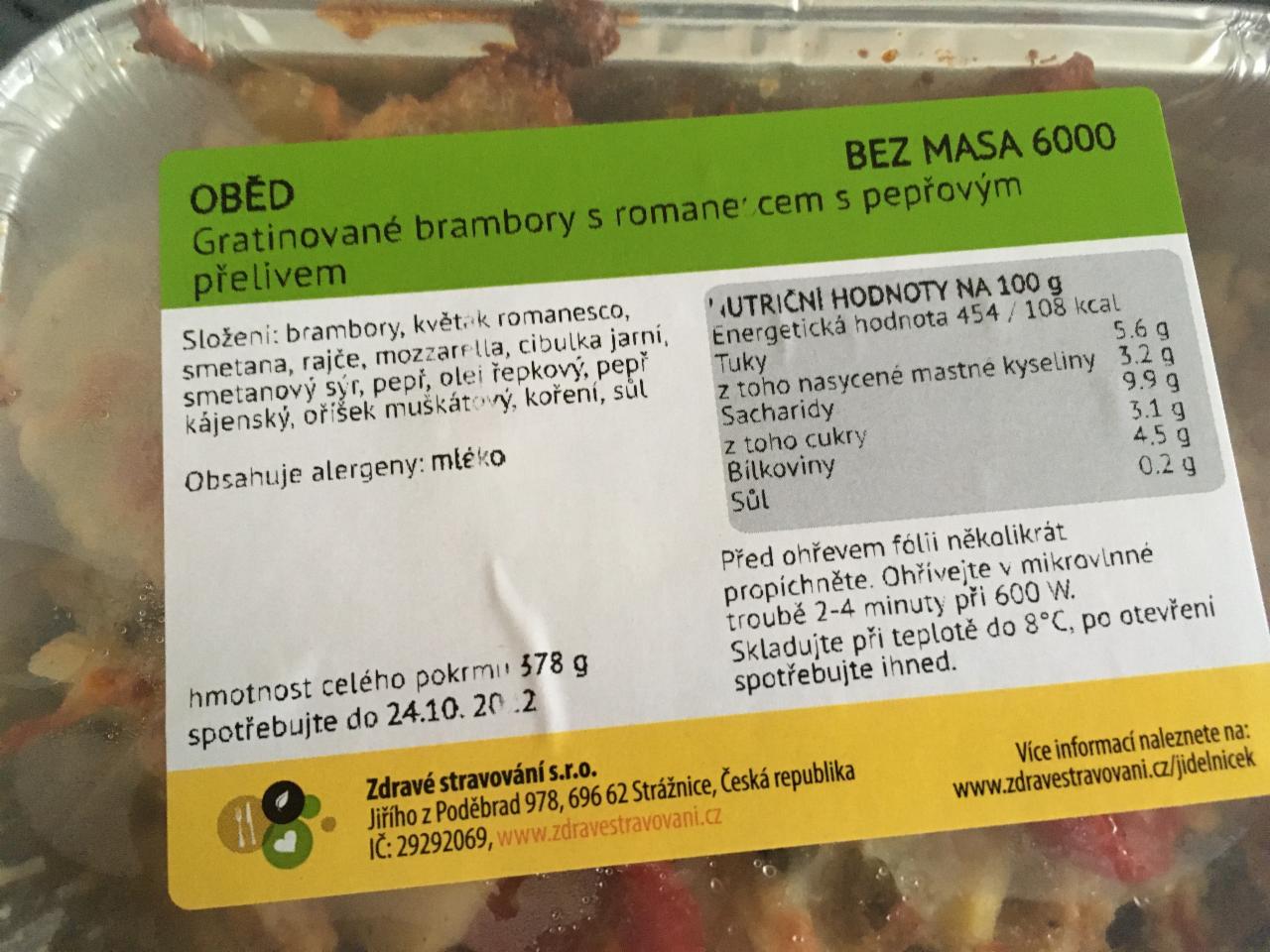 Fotografie - Gratinované brambory s romanescem s pepřovým přelivem Zdravé stravování