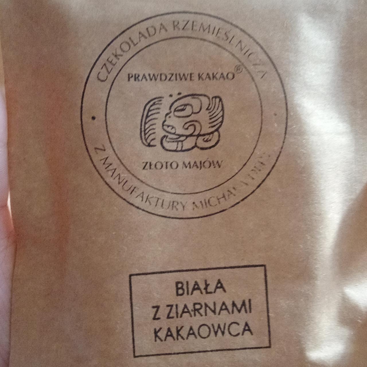 Fotografie - Czekolada rzemieślnicza biała z ziarnami kakaowca Złoto Majów