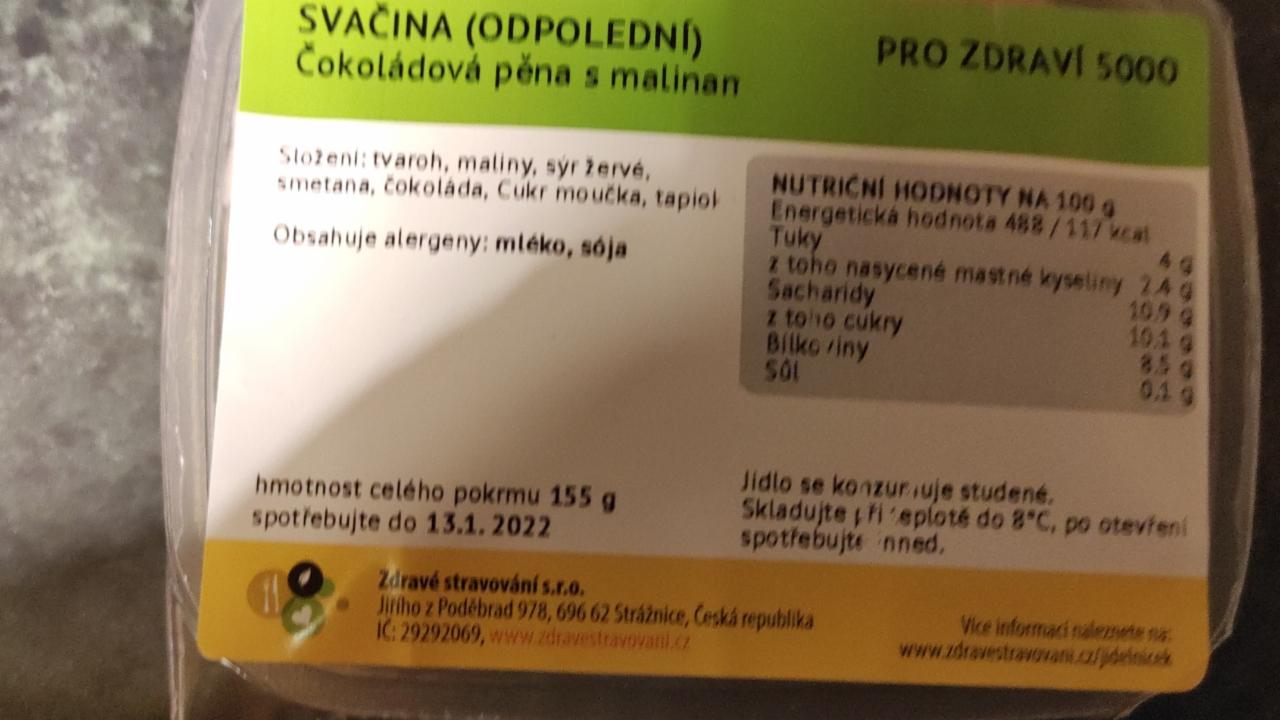 Fotografie - čokoládová pěna s malinami Zdravé stravování