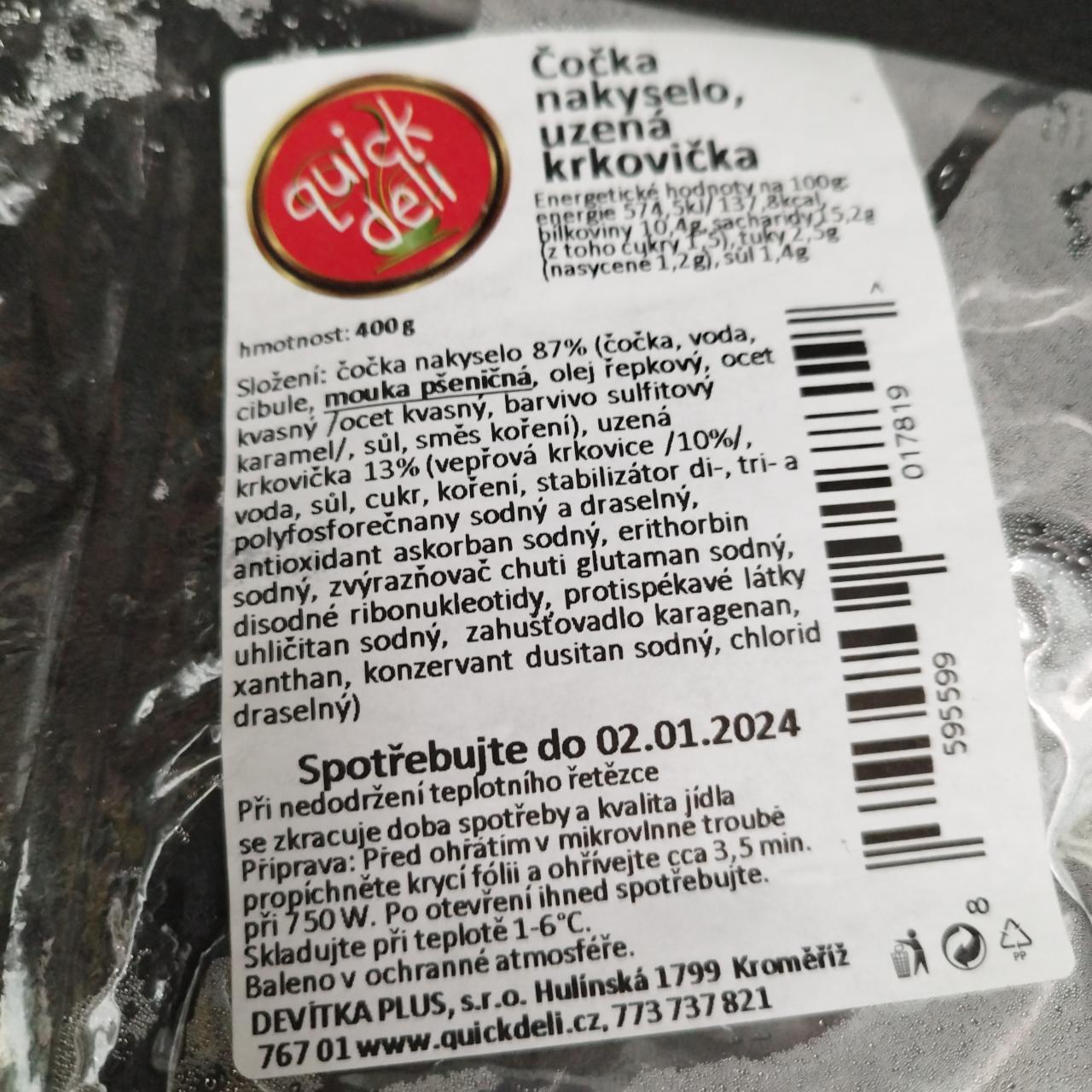 Fotografie - Čočka na kyselo, uzená krkovička quick deli