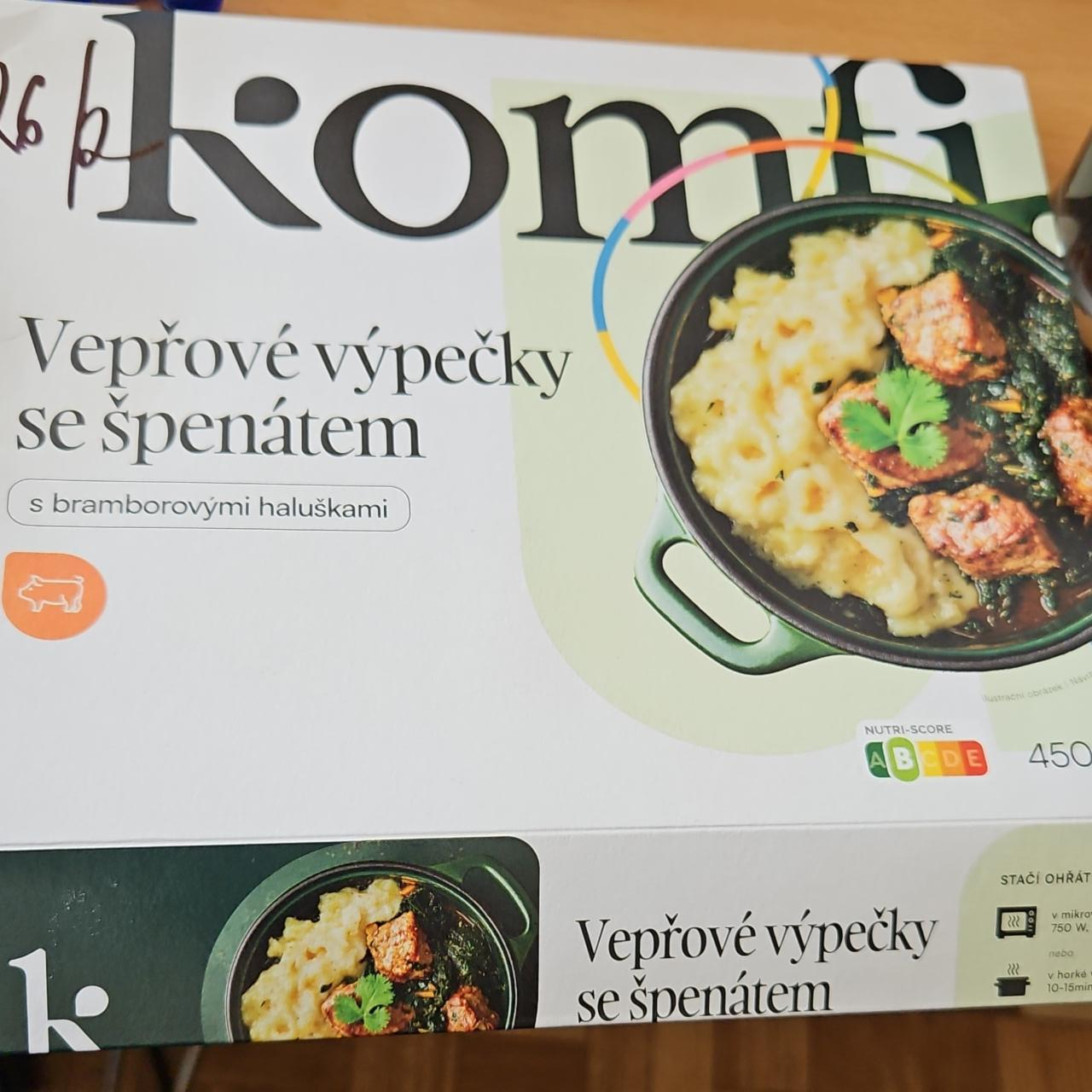 Fotografie - Vepřové výpečky se špenátem s bramborovými haluškami Komfi