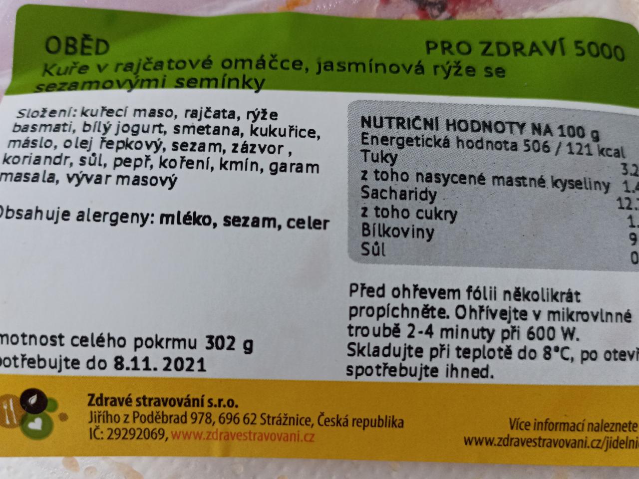 Fotografie - Kuře v rajčatové omáčce, jasmínová rýže se sezamovými semínky Zdravé stravování