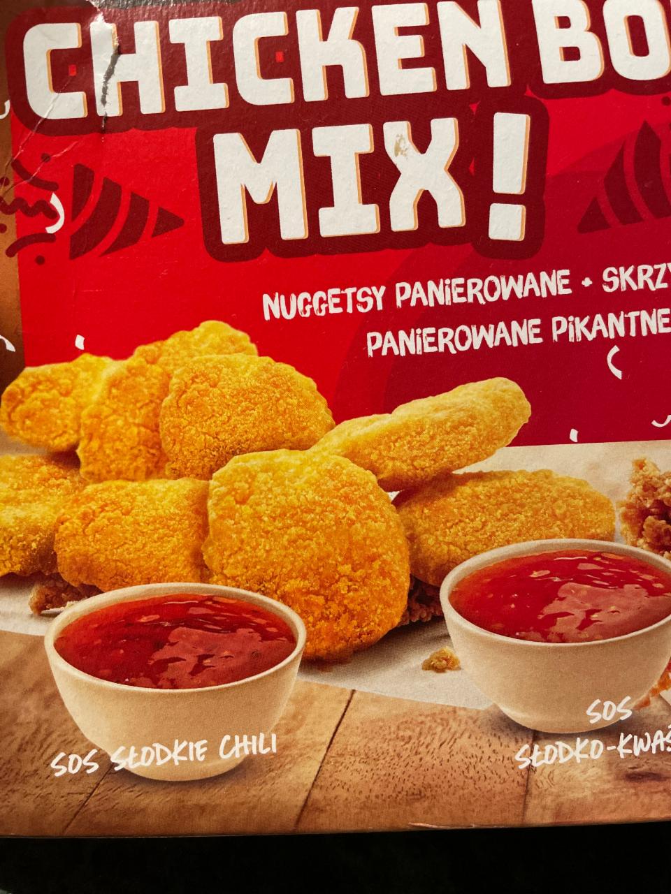 Fotografie - Chicken box Mix! Nuggetsy panierowane skrzydełka panierowane pikantne