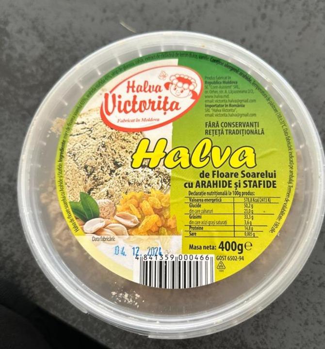 Fotografie - Halva de floarea soarelui cu arahide și stafide Halva Victorița