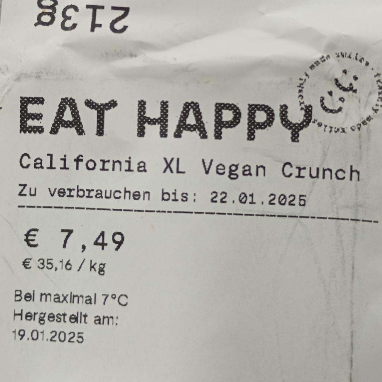 Fotografie - California XL vegan crunch Eat Happy