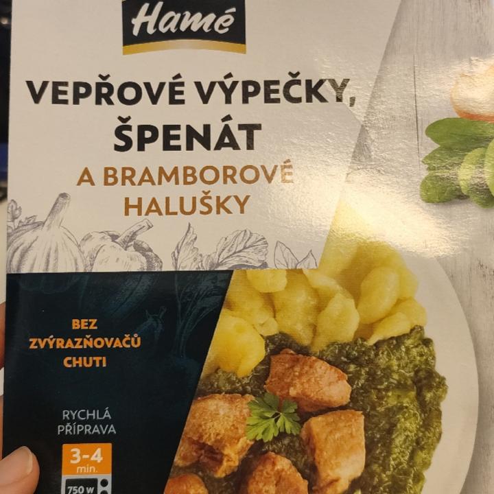 Fotografie - Vepřové výpečky, špenát a bramborové halušky Hamé