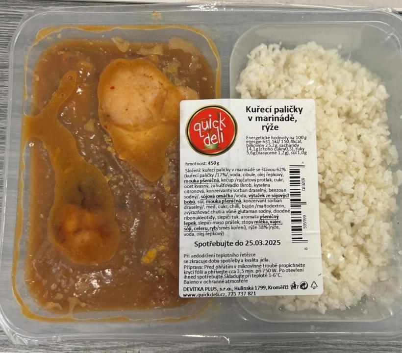 Fotografie - Kuřecí paličky v marinadě, rýže quick deli