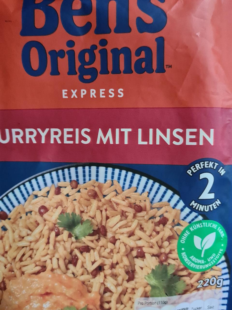 Fotografie - Express Curryreis mit Linsen Uncle Ben's