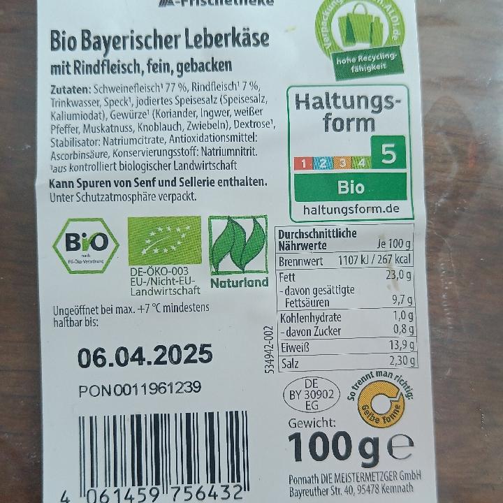 Fotografie - Bio bayerischer leberkäse mit rindfleisch, fein, gebacken