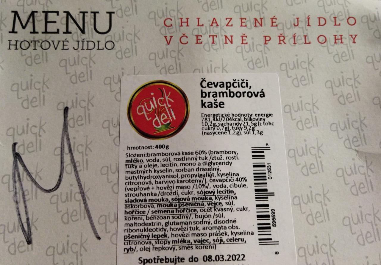 Fotografie - Čevabčiči, bramborová kaše Quick deli