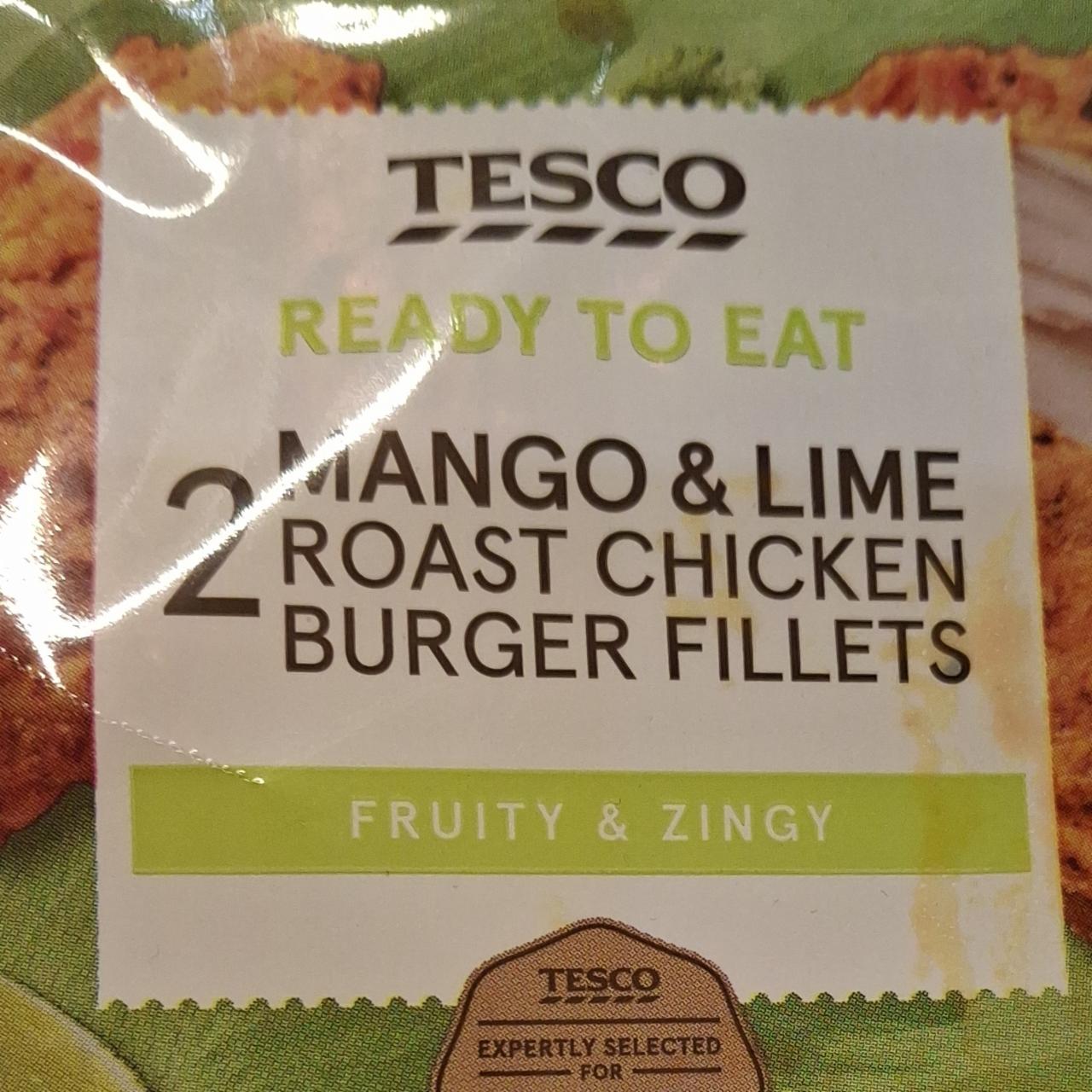Fotografie - 2 mango & lime roast chicken burger fillets Tesco