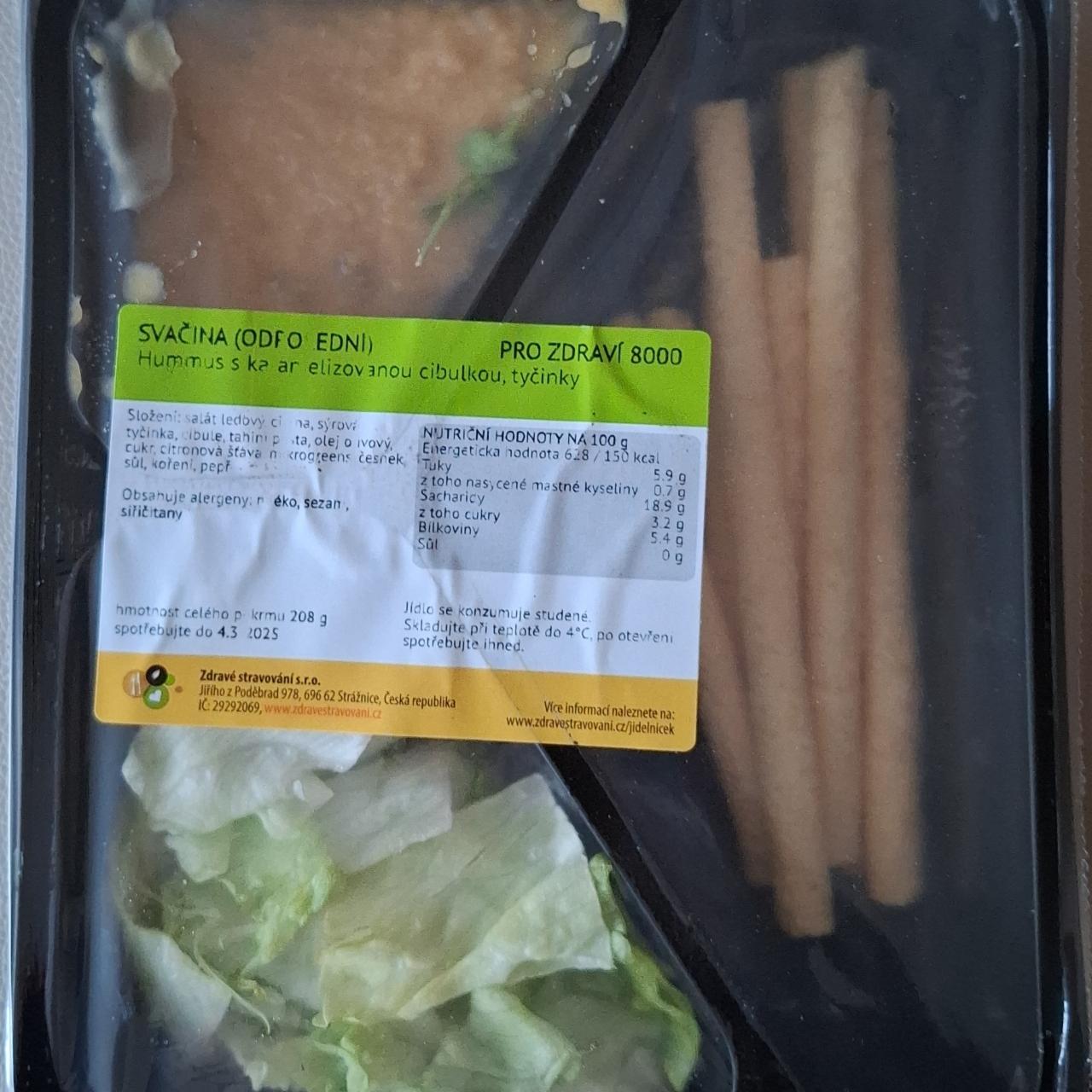 Fotografie - Hummus s karamelizovanou cibulkou, tyčinky Zdravé stravování