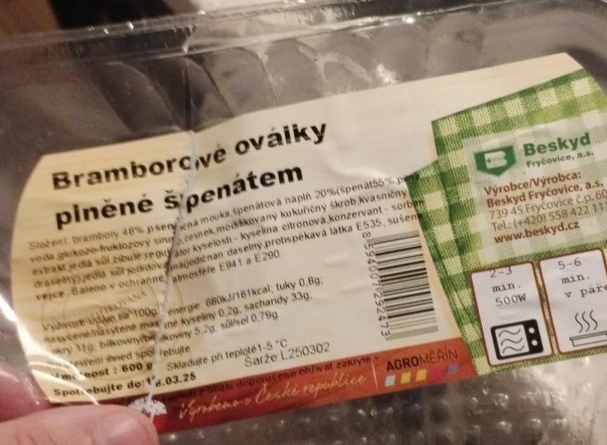 Fotografie - Bramborové oválky plněné špenátem Beskyd Fryčovice