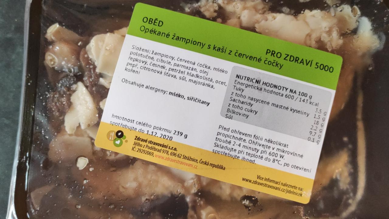 Fotografie - Opékané žampiony s kaší z červené čočky Zdravé stravování