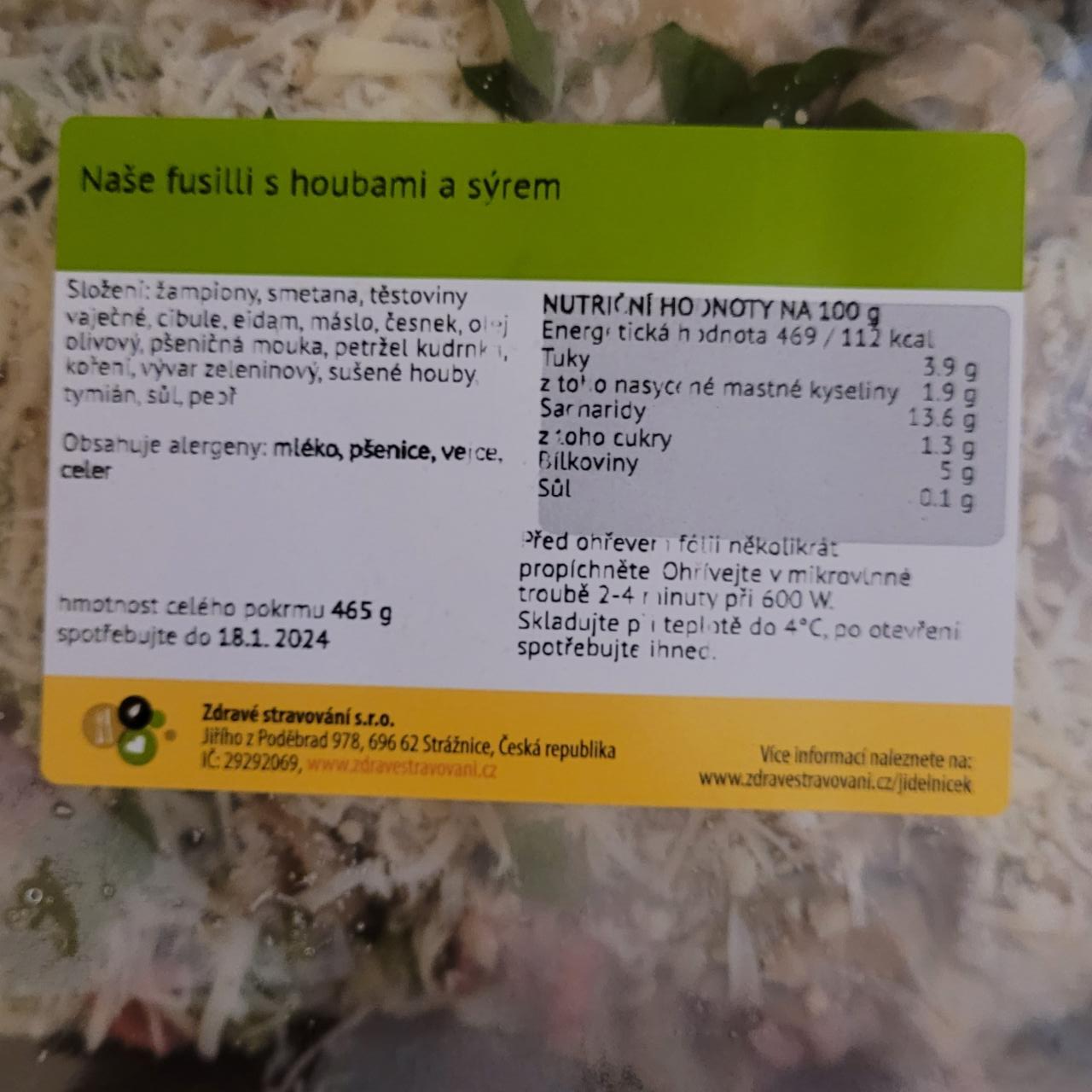 Fotografie - Naše fusilli s houbami a sýrem Zdravé stravování