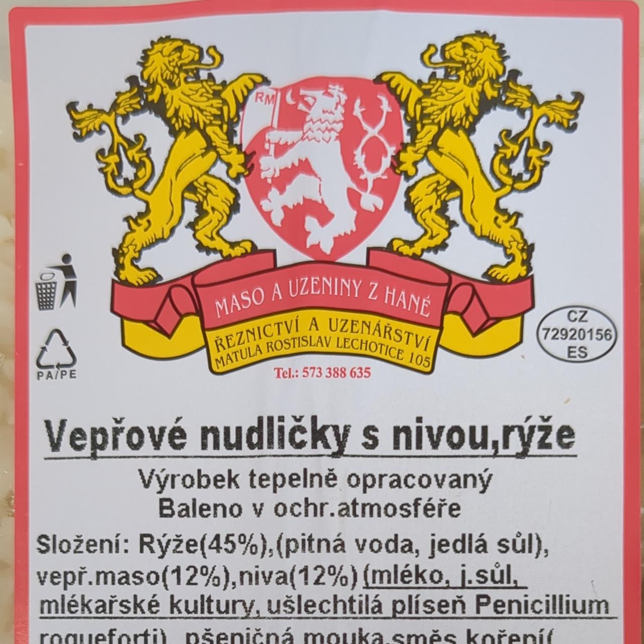 Fotografie - Vepřové nudličky s nivou, rýže Řeznictví a uzenářství Rostislav Matula