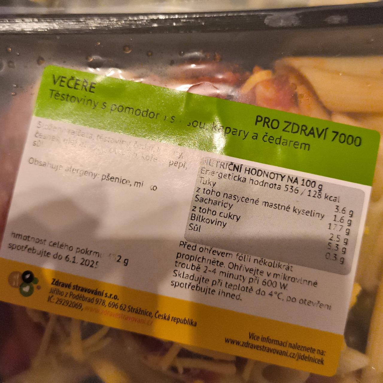 Fotografie - Těstoviny s pomodoro salsou, kapary a čedarem Zdravé stravování