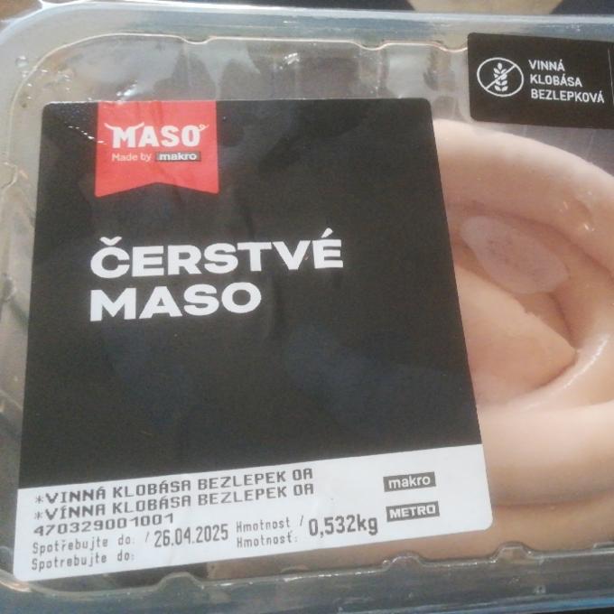Fotografie - Čerstvé maso vinná klobása bezlepek OA Makro