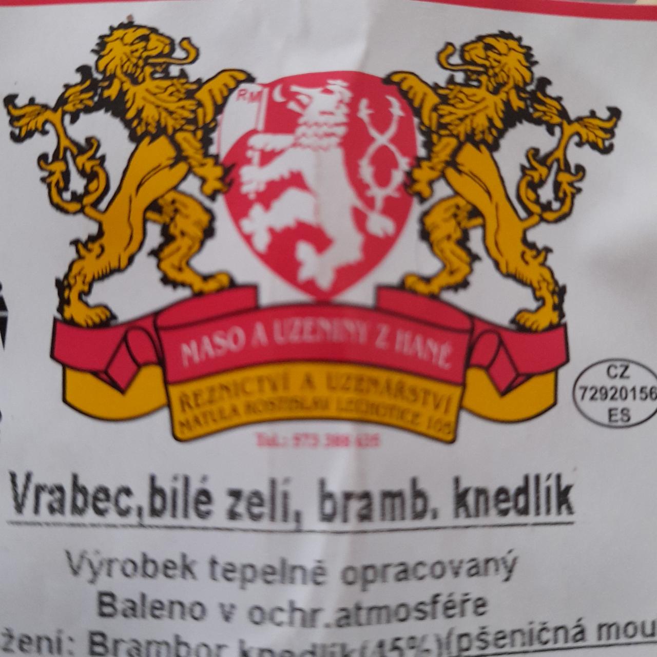 Fotografie - Vrabec, bílé zelí, bramborový knedlík Řeznictví a uzenářství Rostislav Matula